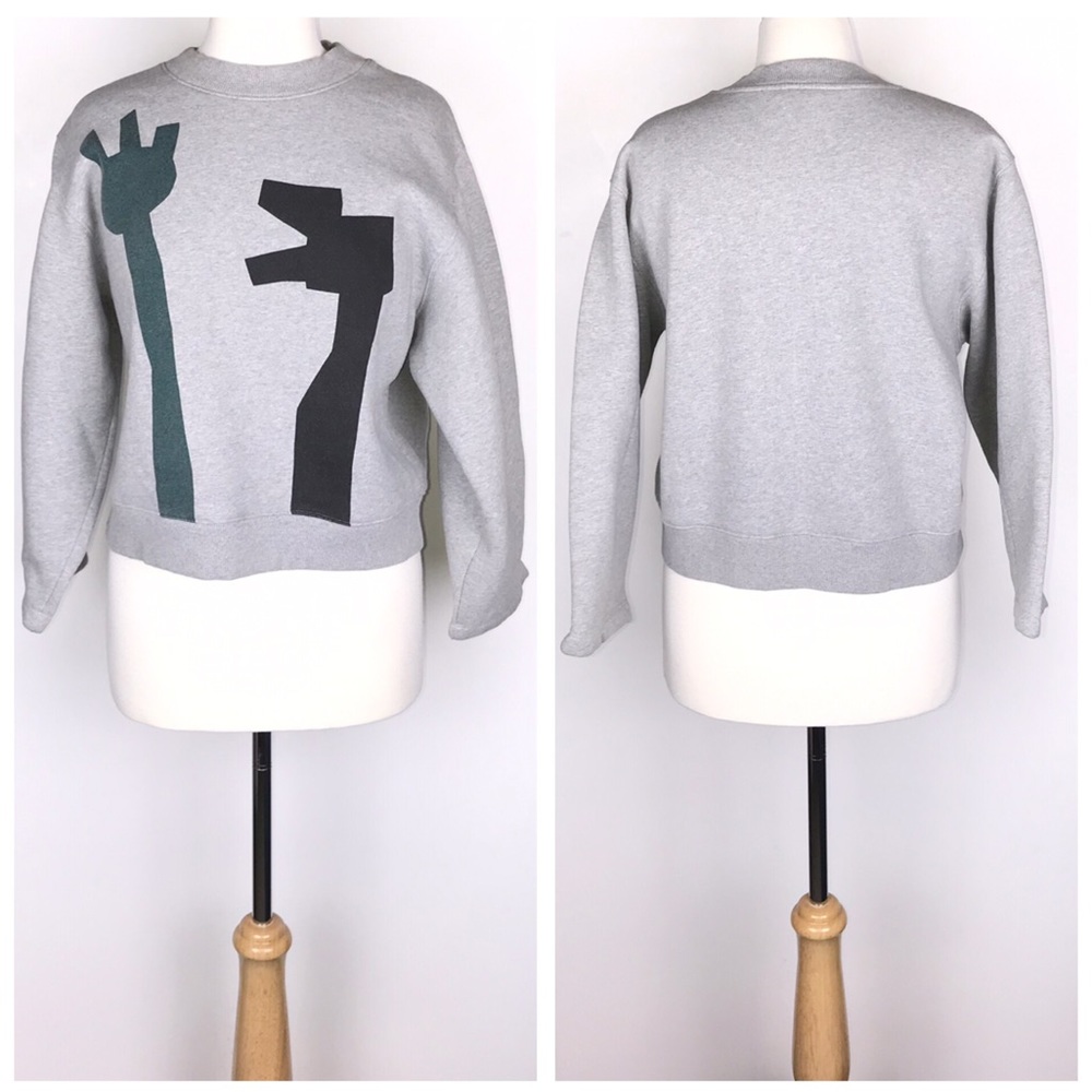 Acne Studios Gray Bird Flower Print Sweatshirt - Picture 4 of 8